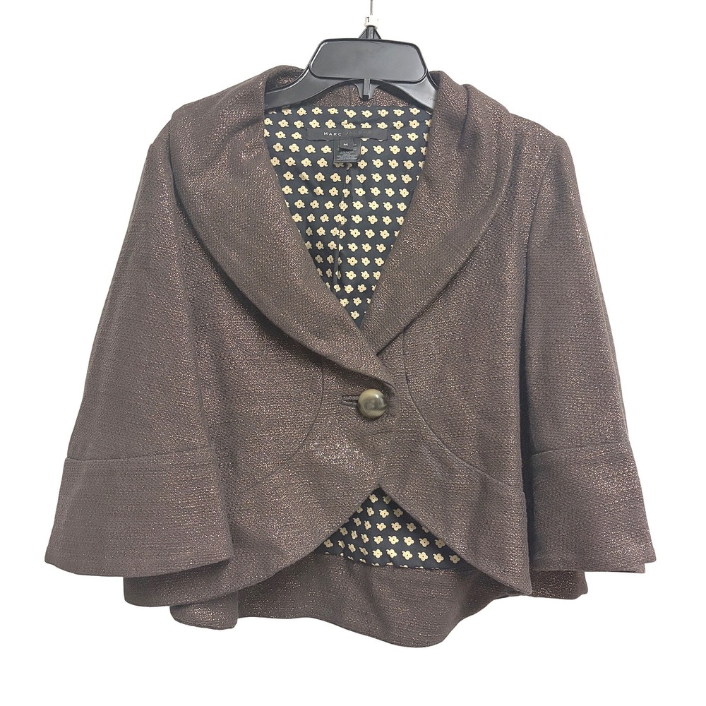 Marc Jacobs Bolero Jacket Brown Metallic Shawl Collar Cropped M